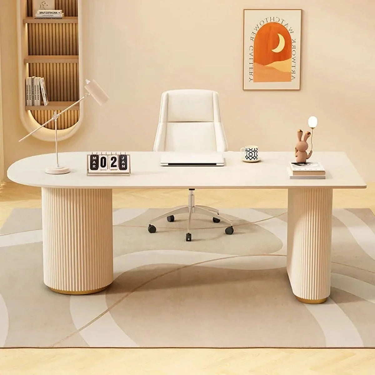 White Standing Computer Desk H546