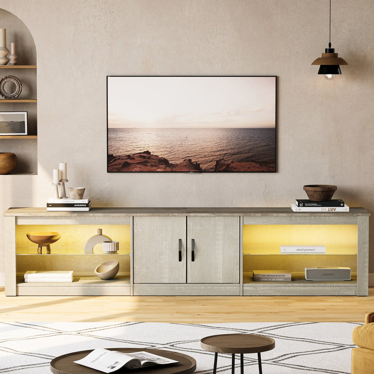 80" TV Stand with LED Lights R9410