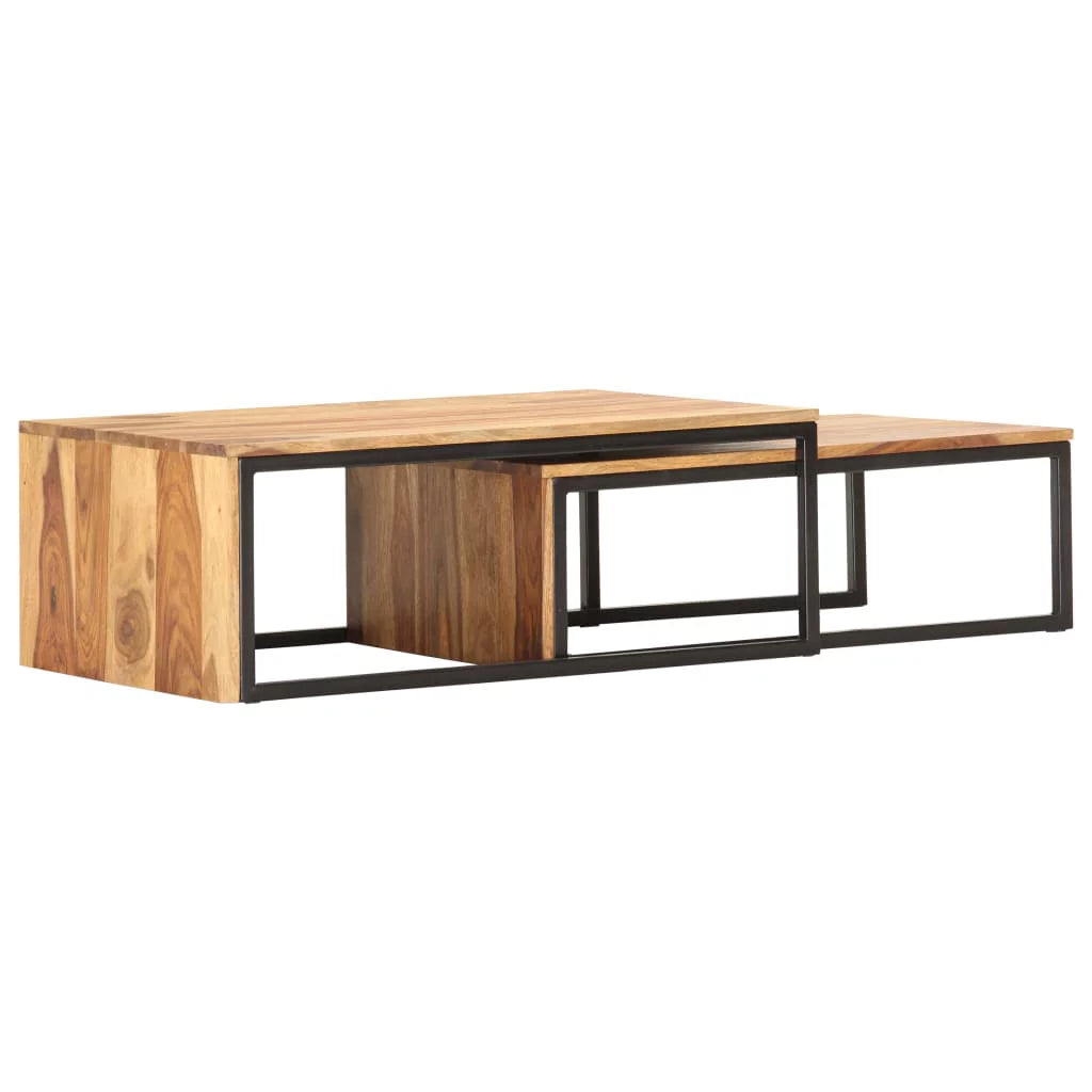 2 pcs Solid Sheesham Wood Nesting Tables P5673