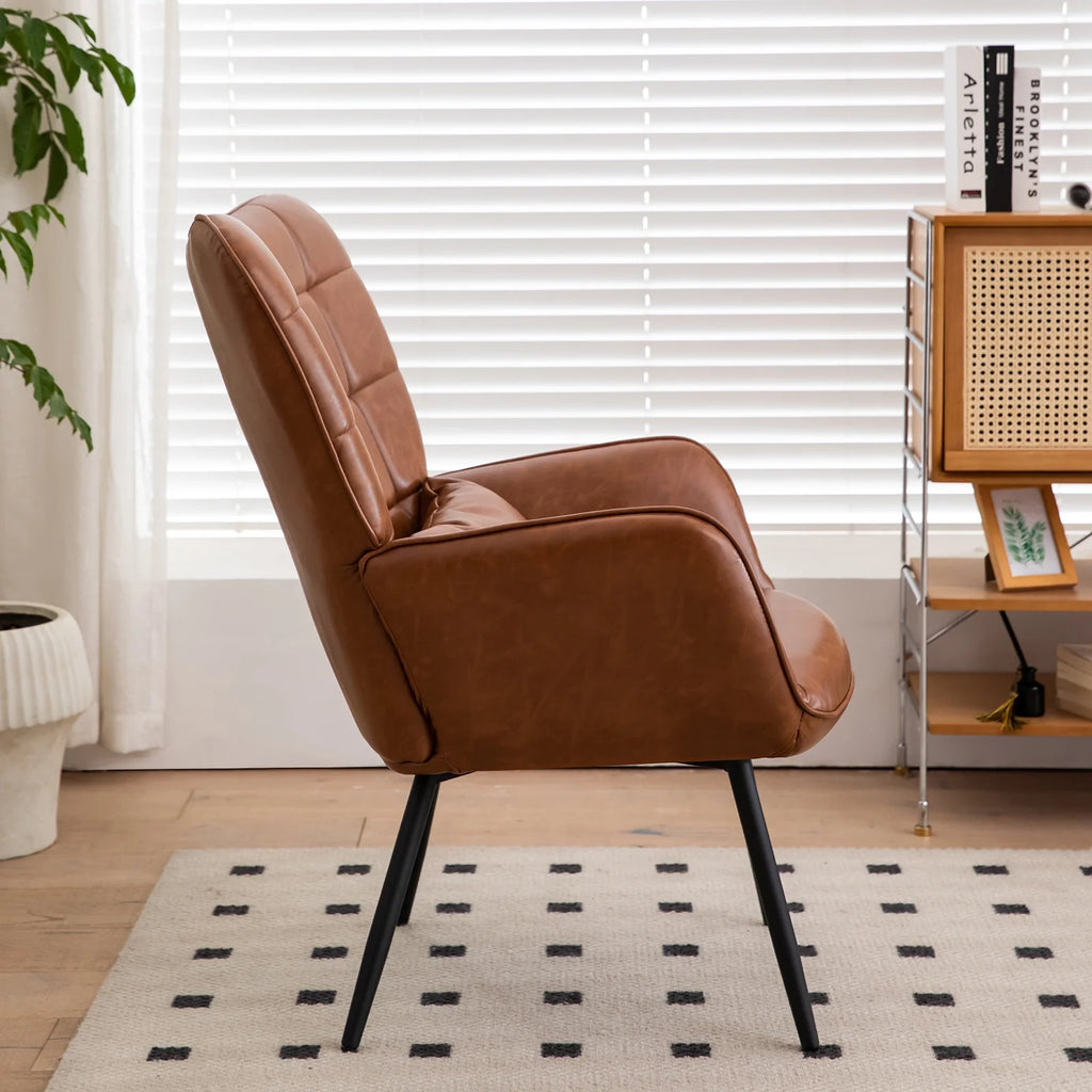 Bonded Leather Armchair with Metal Legs W2015