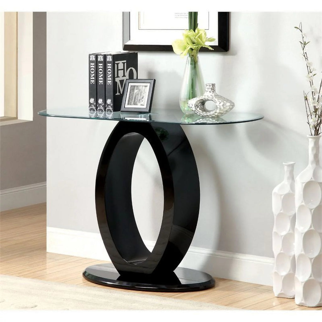 Black 3-Piece Tempered Glass Top Coffee Table Set Y9516