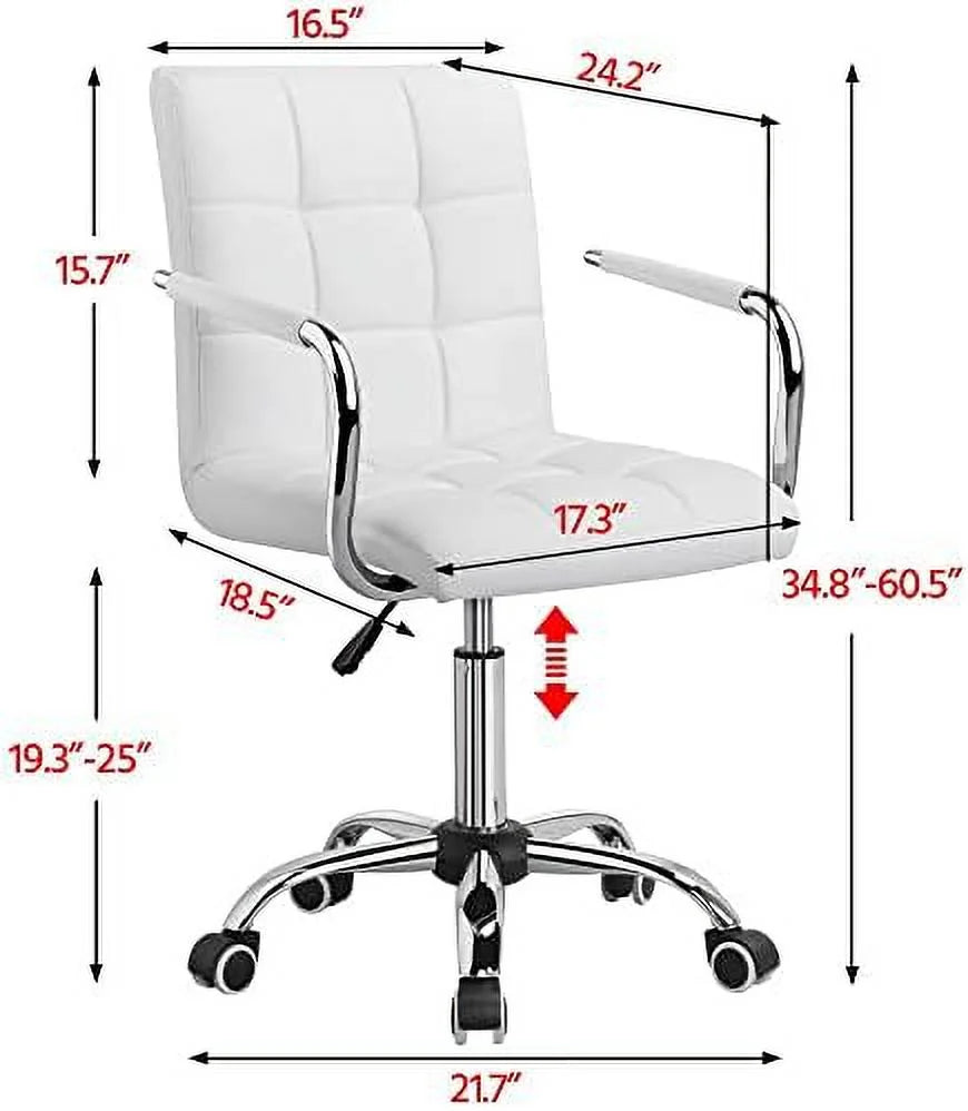 Adjustable Swivel Faux Leather Office Chair White F83502