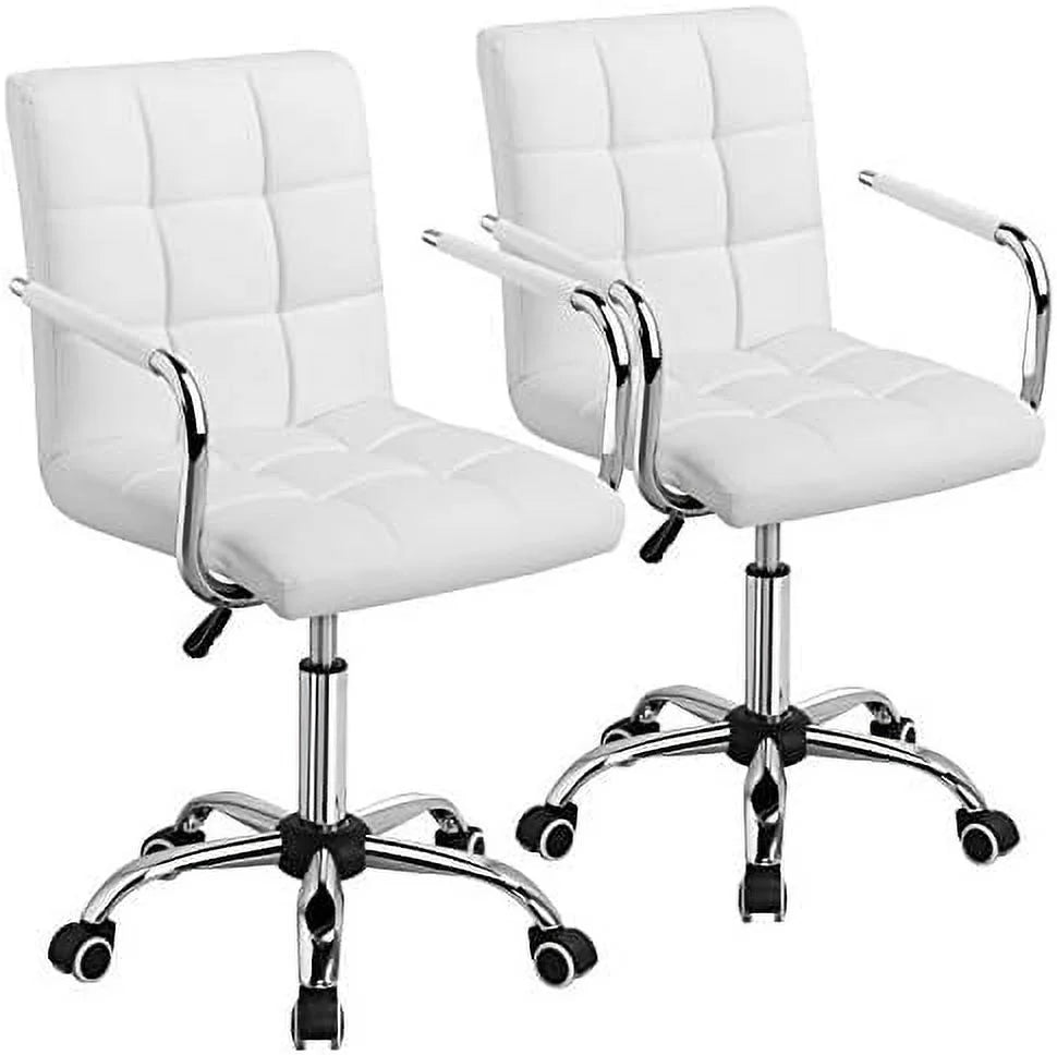 Adjustable Swivel Faux Leather Office Chair White F83502