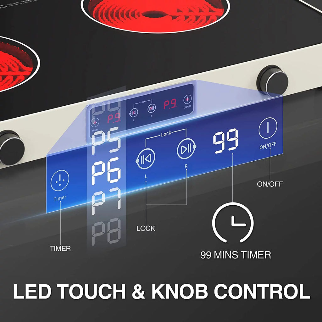 2200W 2 Burners Electric Cooktop with Knob Control J191
