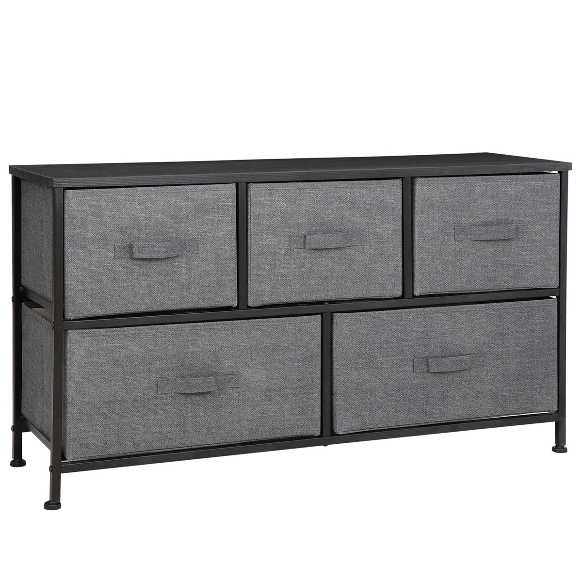 2 Tiers Steel Frame Wide Dresser Storage Tower O385060