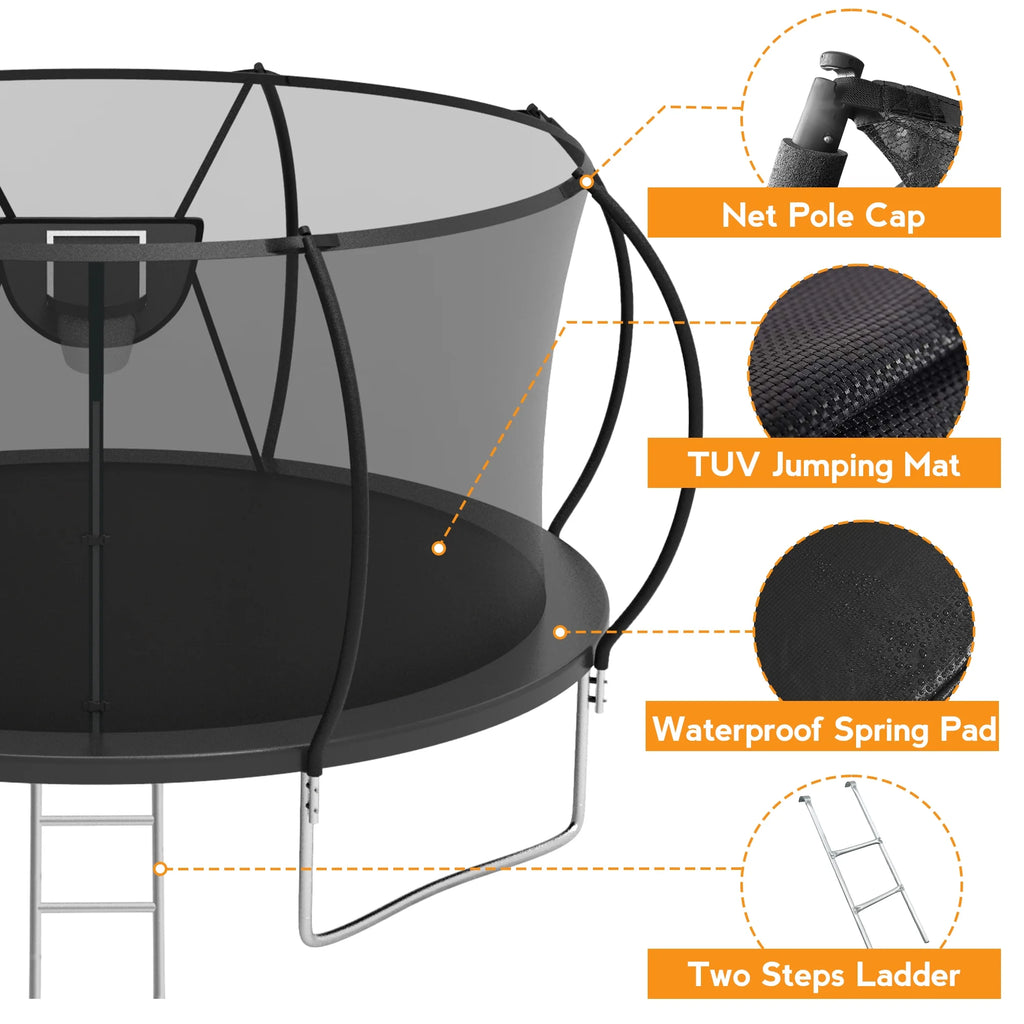 10FT 12FT 14FT 16FT Trampoline with Enclosure Net O924456