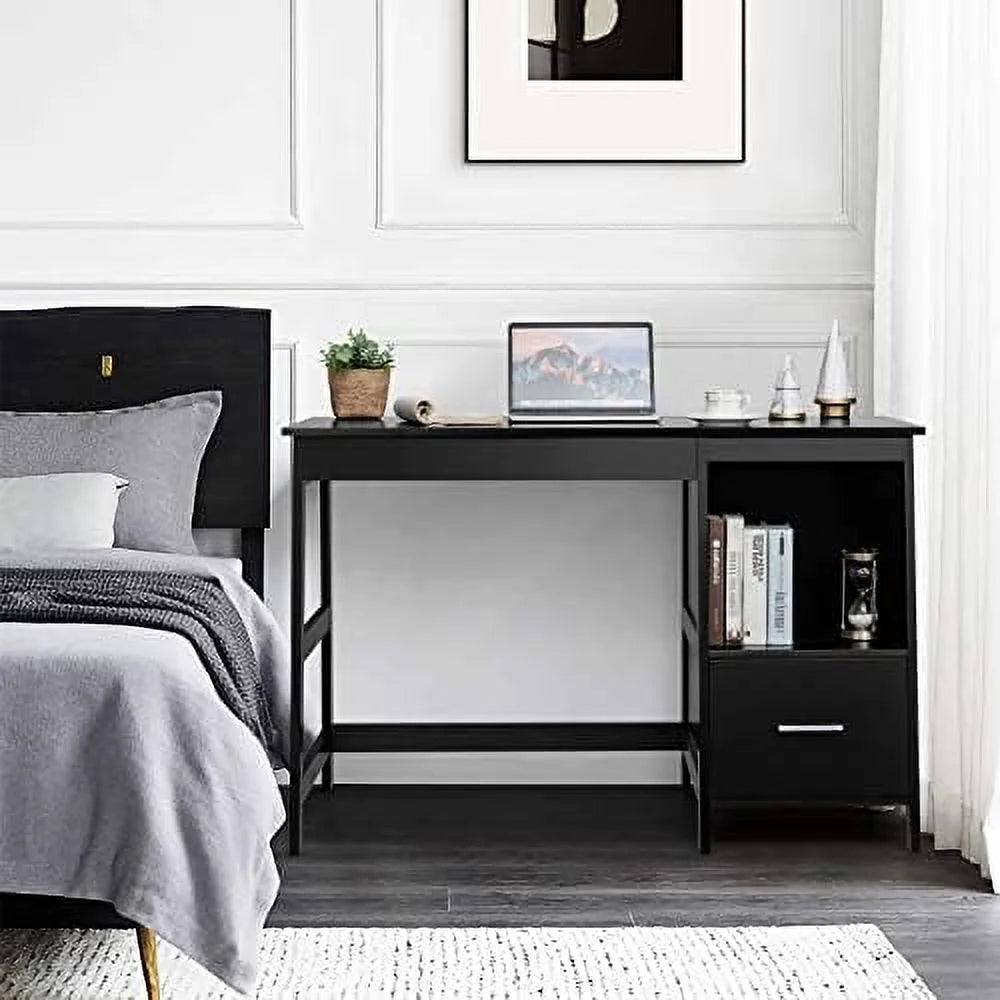 Black Computer Desk with 2 Drawers W411821