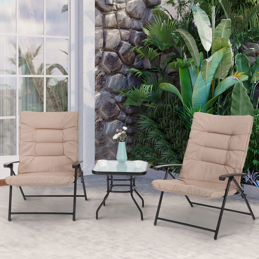 3 PCS Outdoor Patio Bistro Set Beige Y592
