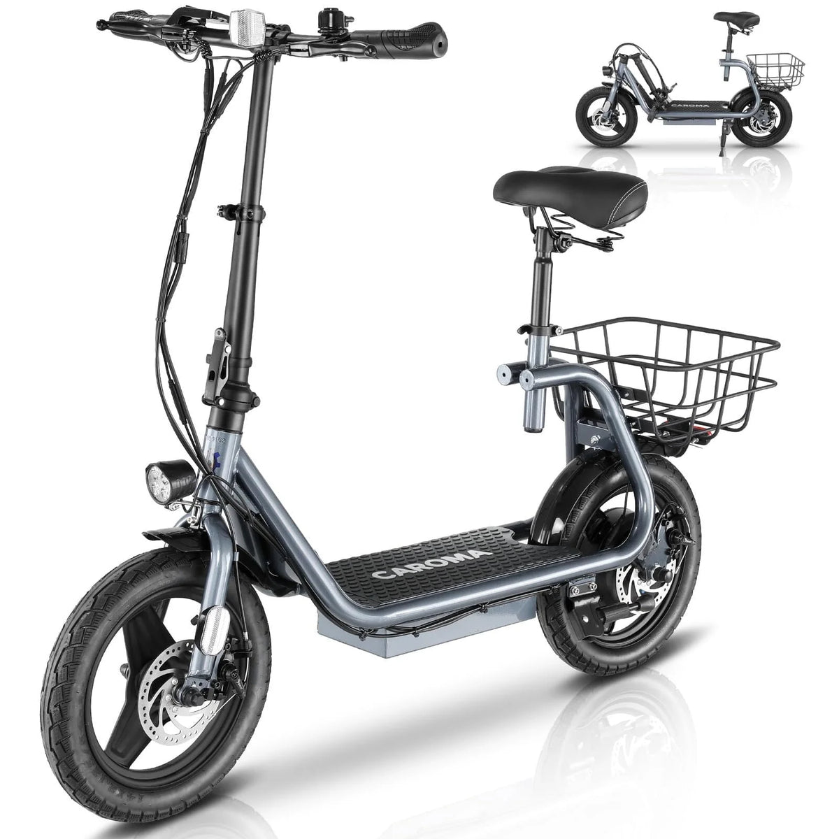 500W Electric Scooter with Seat, 14 inch, Silver C6072