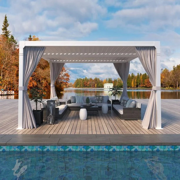 10'10' Outdoor Louvered Pergola with Adjustable Aluminum Roof W598