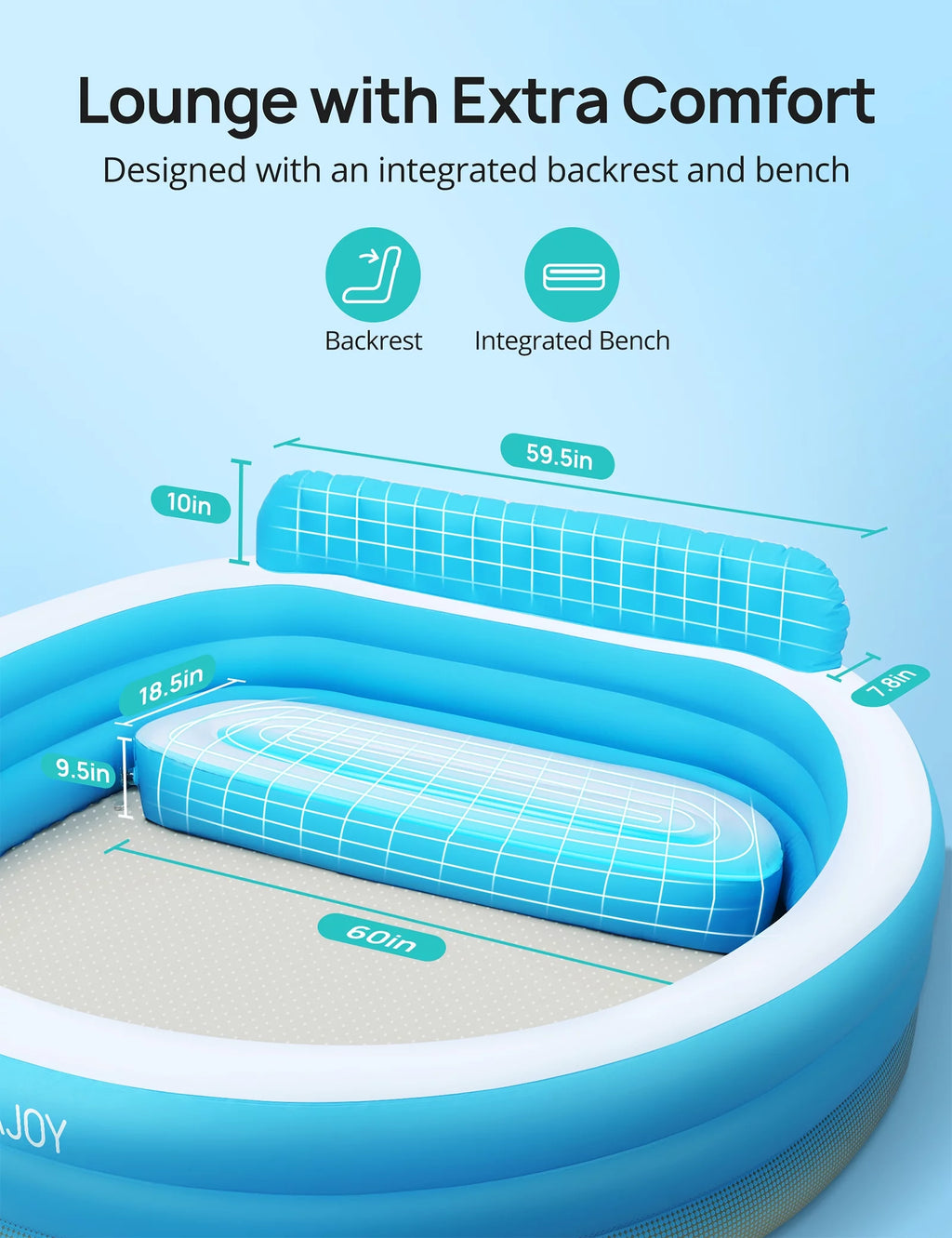 Inflatable Pool with Seat Round 7.33 x 7.11 x 2.5 ft R91193