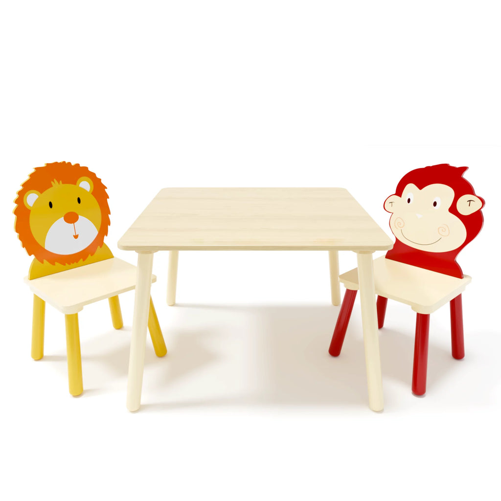 Kids Table and 2 Chairs Set 3-Piece Toddler Wooden Activity Play Table Set D481377