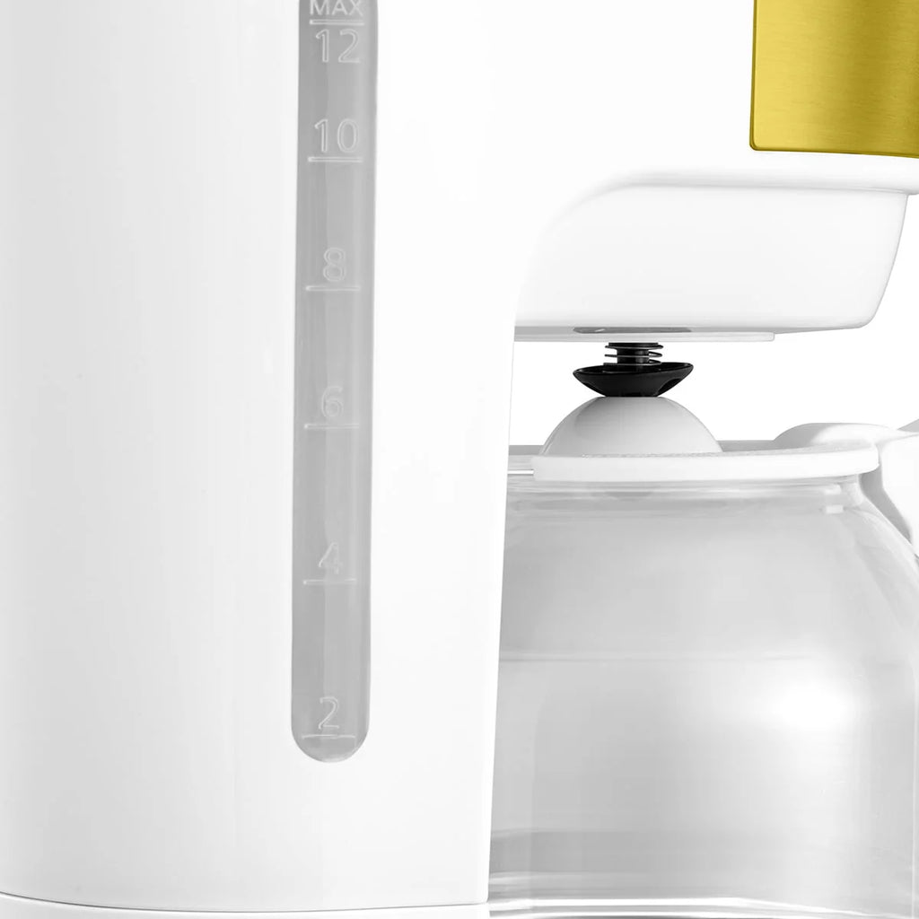 12-Cup Drip Coffee Maker with Permanent Filter, White and Gold F532