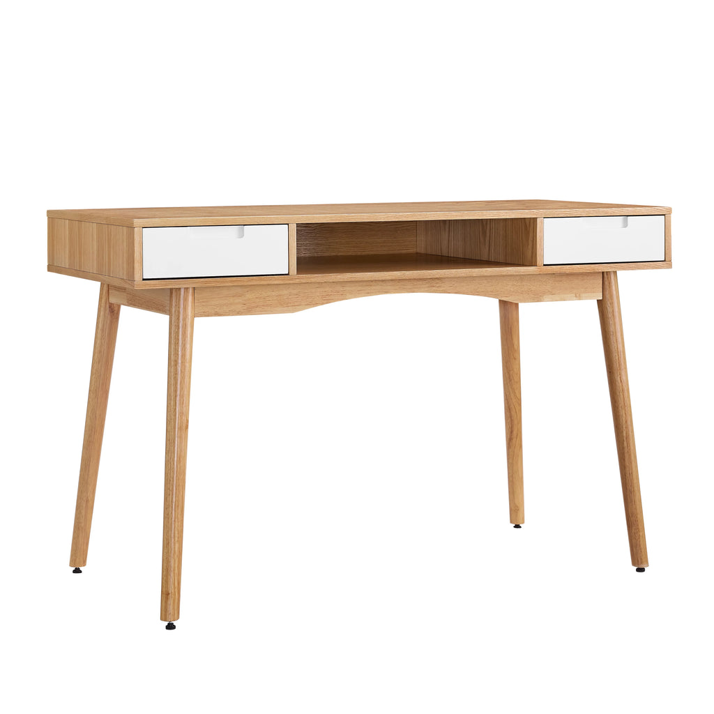 White Wood Two Drawer Writing Desk E1237