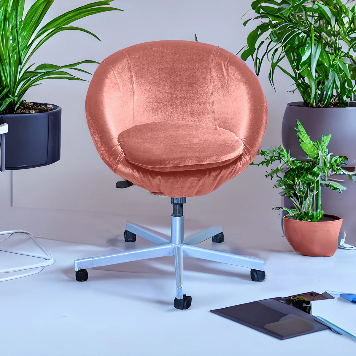 Velvet Blush Pink Chair Slip Cover S611547