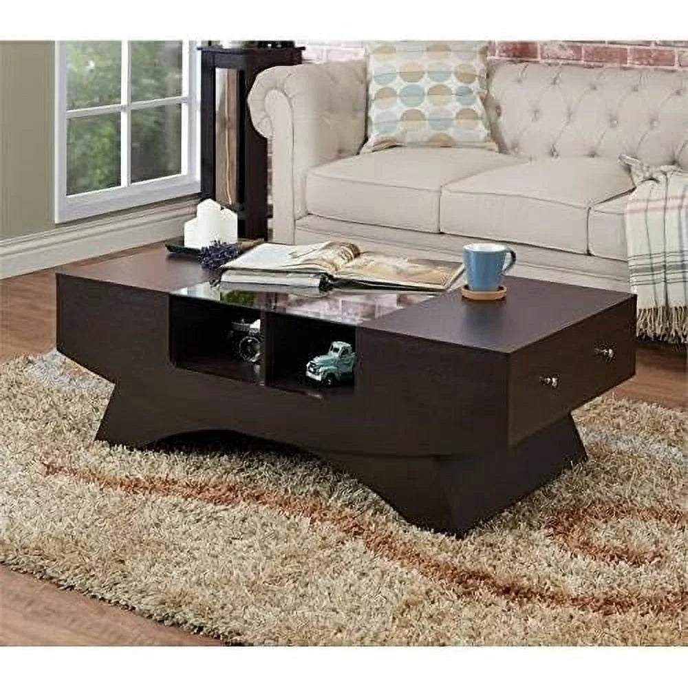 Wooden Glass Top Coffee Table E472