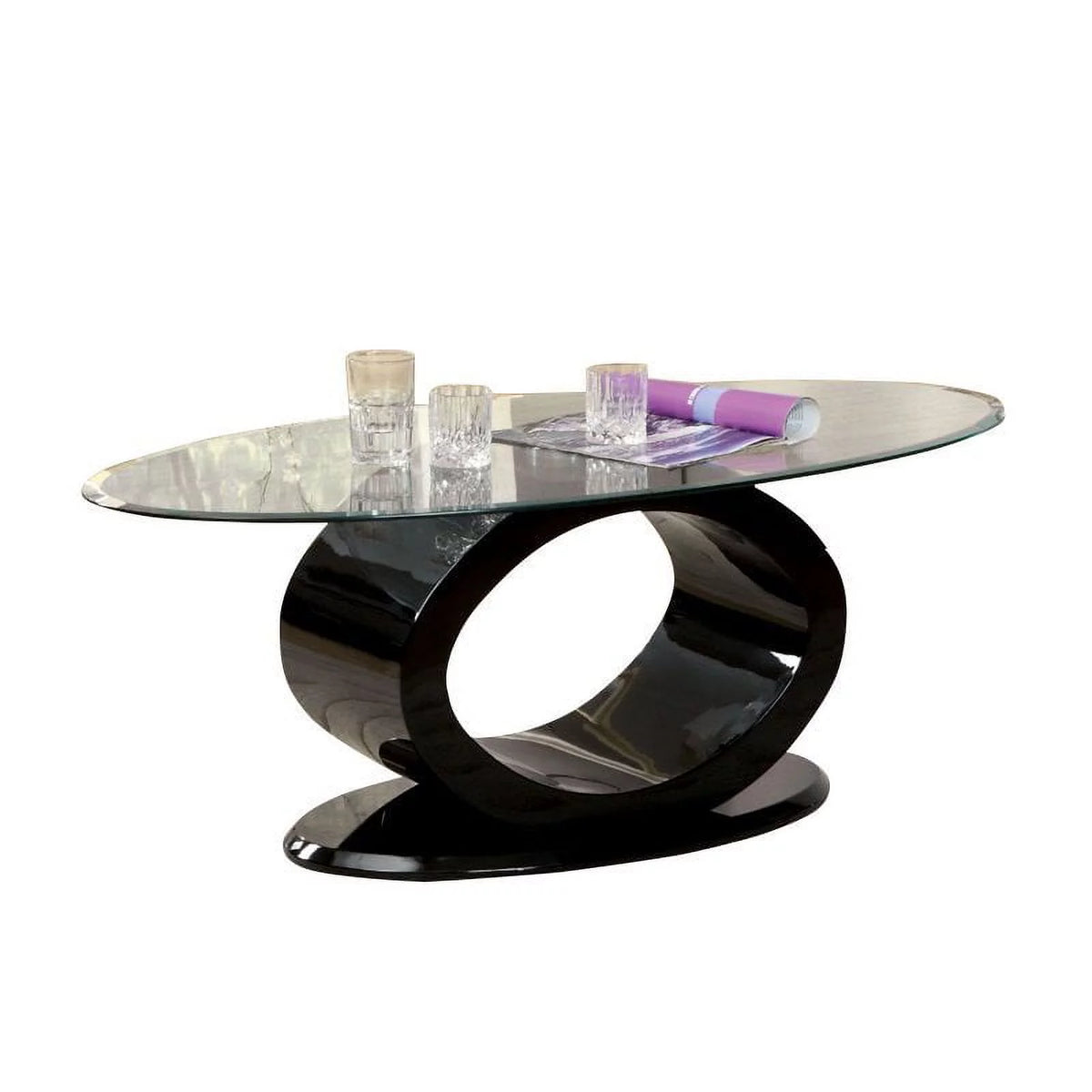 Black 3-Piece Tempered Glass Top Coffee Table Set Y9516