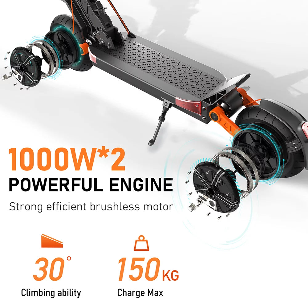 Dual Motor Electric Scooter, 2000W Up to 37 MPH & 50 Miles, 10 Off-Road Tires R695405
