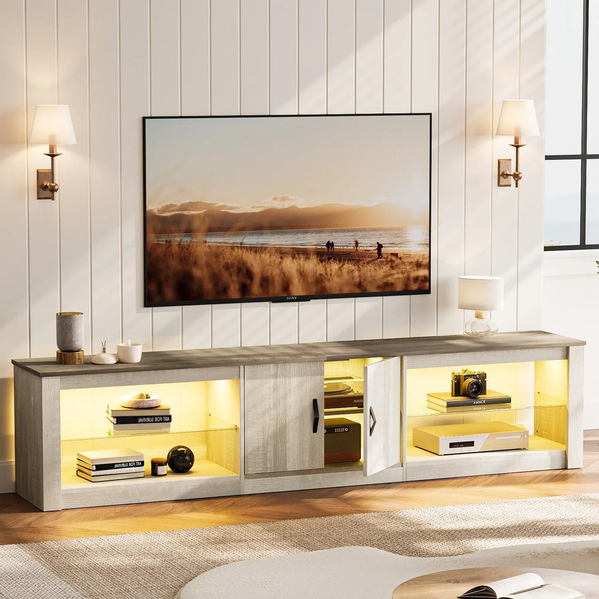 80" TV Stand with LED Lights R9410