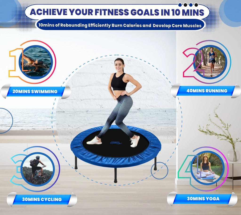 36 Mini Trampoline Rebounder with Jumping Mat, Portable Foldable B95607