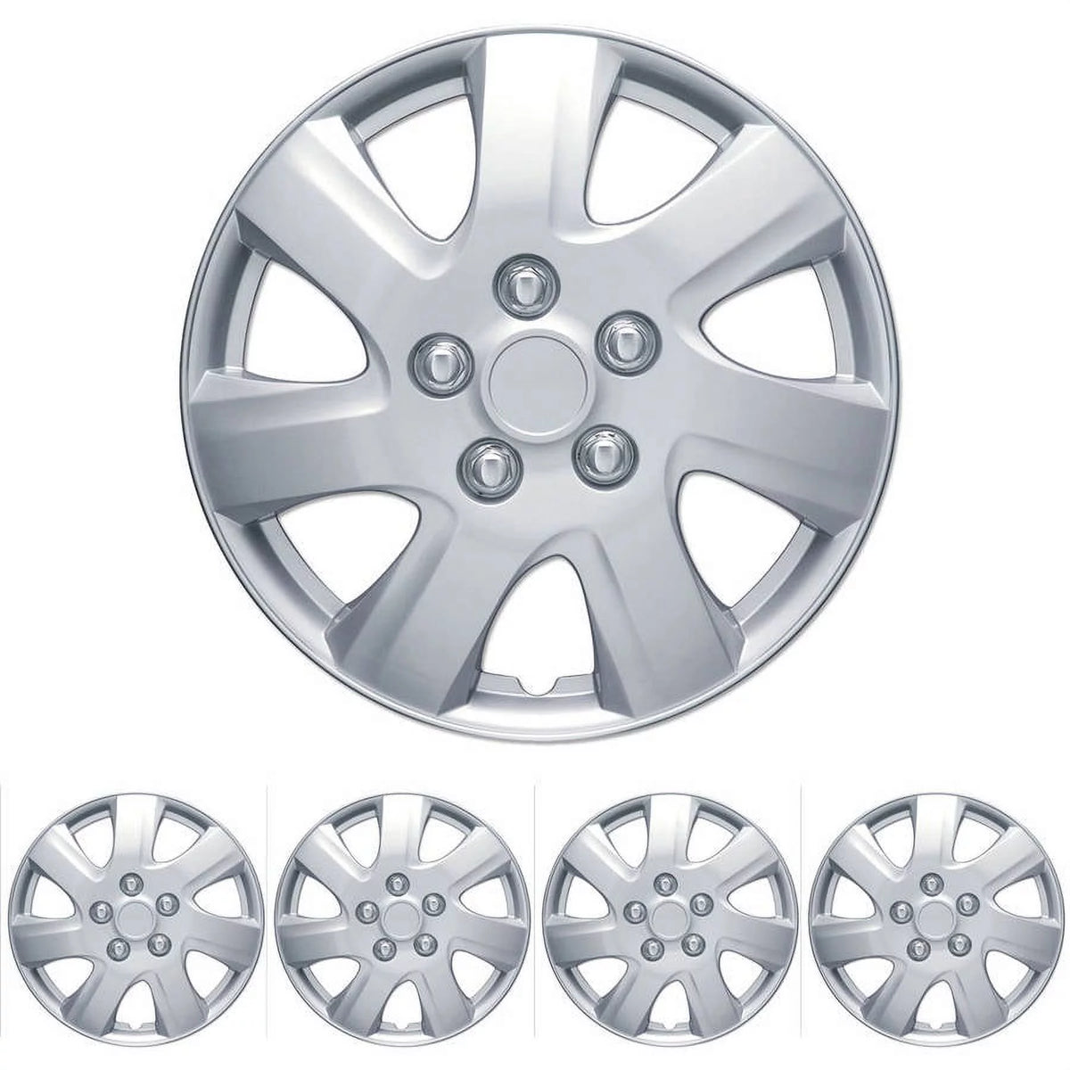 16 Silver ABS Plastic Hubcaps Wheel Cover, 4 Pieces H636
