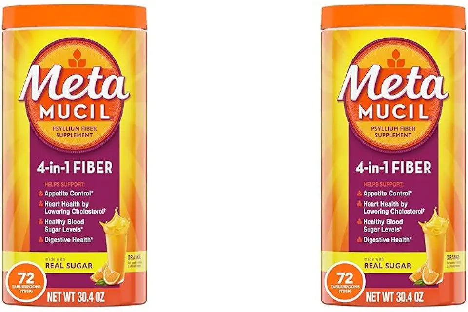 Orange Smooth Flavored Psyllium Fiber Supplement Powder 72 Servings 1.9 Pound Pack of 2 V41926