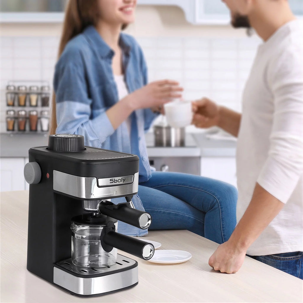 Black Coffee Maker with Milk Frother M16287