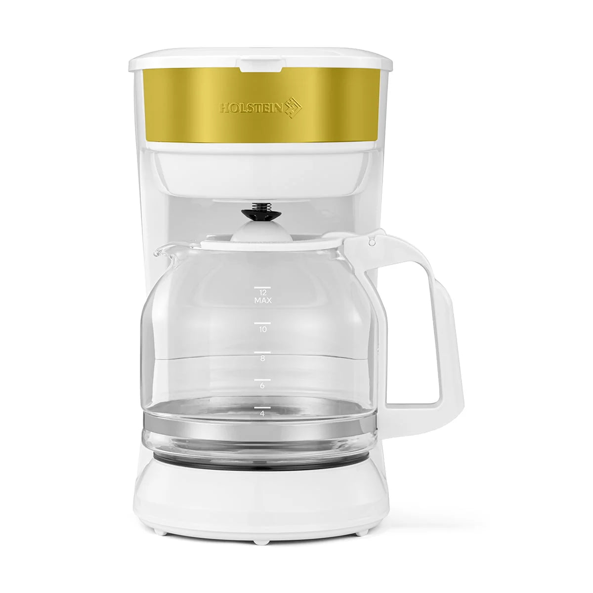 12-Cup Drip Coffee Maker with Permanent Filter, White and Gold F532