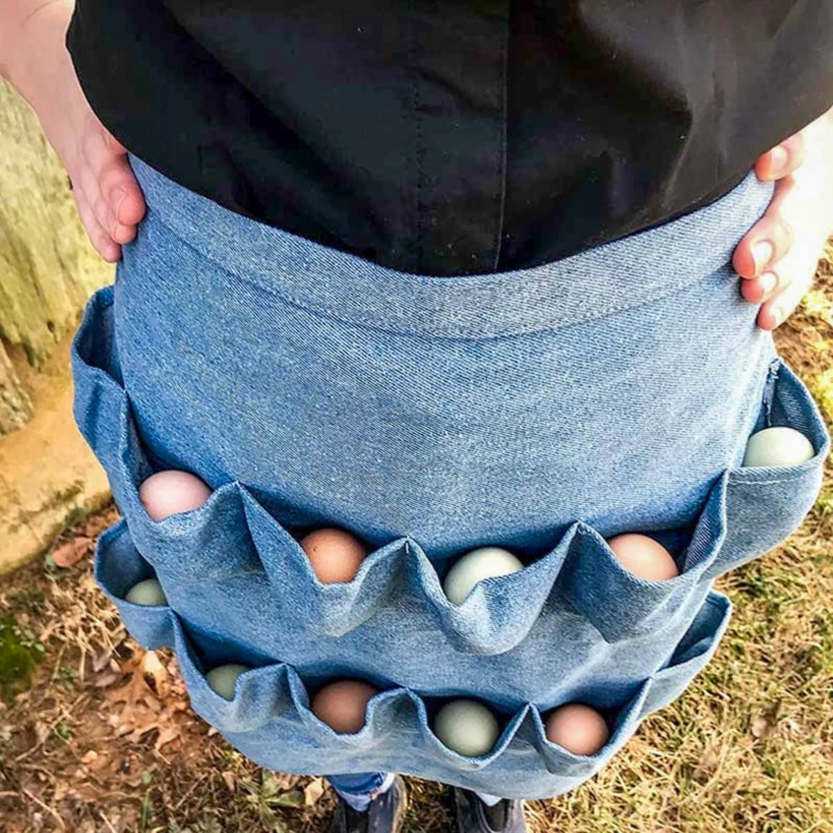 12 Pockets Soft Durable Denim Fabric Egg Gathering Apron N1557