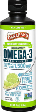 Key Lime Pie Omega 3 Fish Oil Liquid Supplement, 1500mg EPA & DHA, 16 oz Y235484