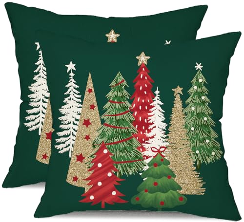 Christmas Pillow Covers 20x20 Inch Set of 2 Green Throw Pillows A960900