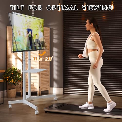 Black Mobile TV Stand for 32 to 85 inch Screens up to 121 lbs F475763