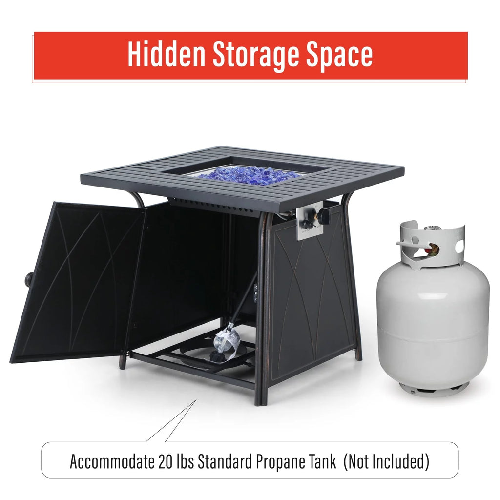28 inch Outdoor Gas Fire Pit Table with Lid 50,000 BTU C730