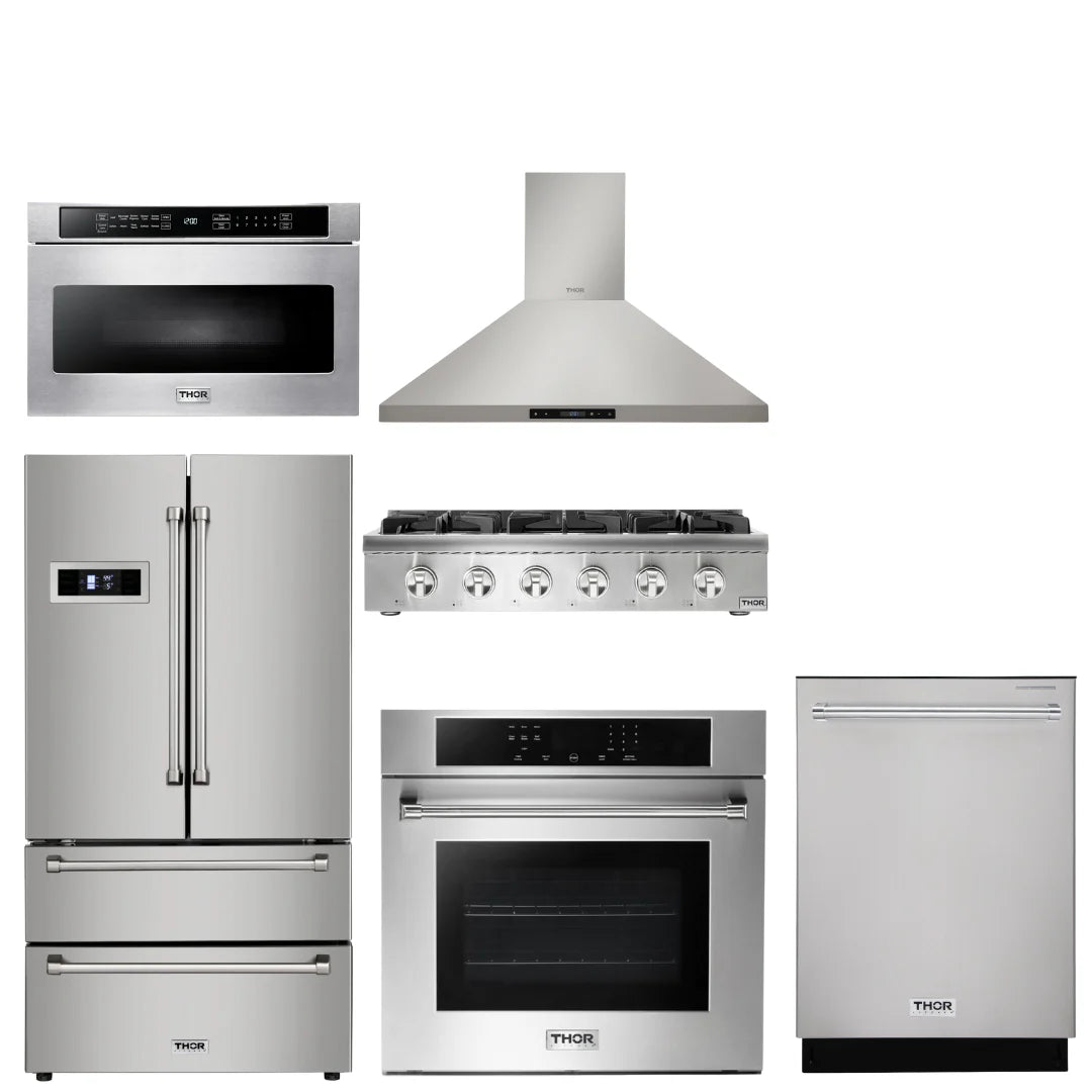 36 Propane Gas Rangetop, Range Hood, Wall Oven, Refrigerator, Dishwasher, Microwave X89226