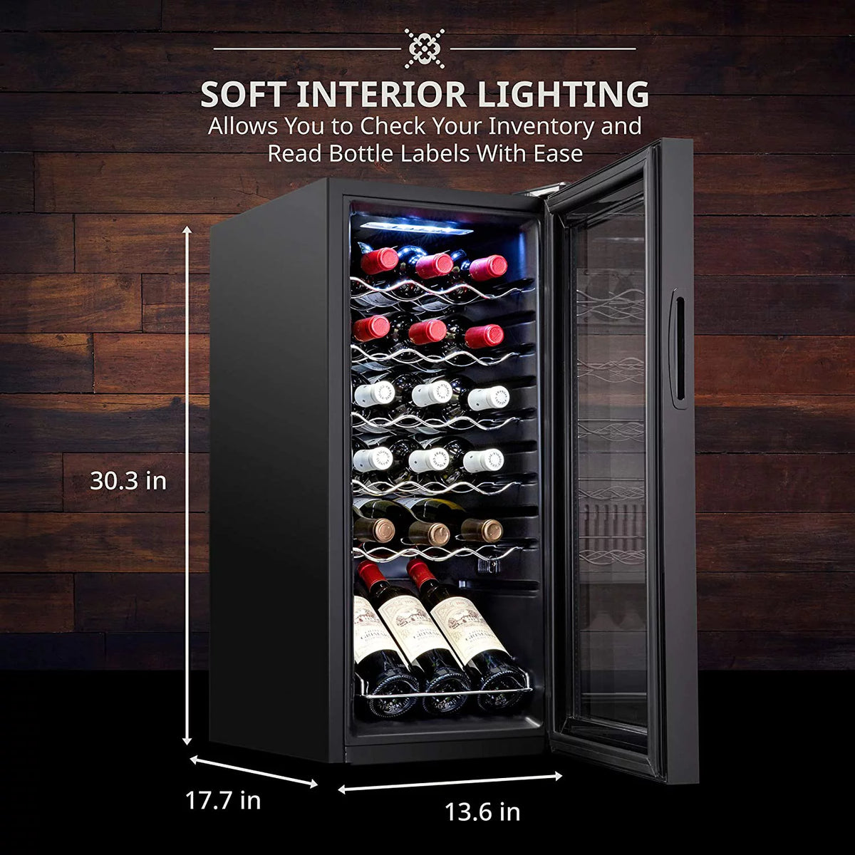 18 Bottle Compressor Wine Cooler Refrigerator with Lock, Black I617754