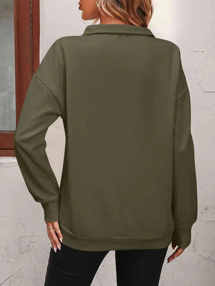 Womens Zip-Up Dropped Shoulder Sweatshirt G3765