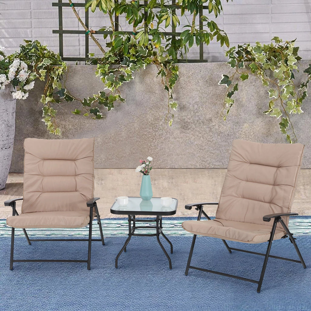 3 PCS Outdoor Patio Bistro Set Beige Y592