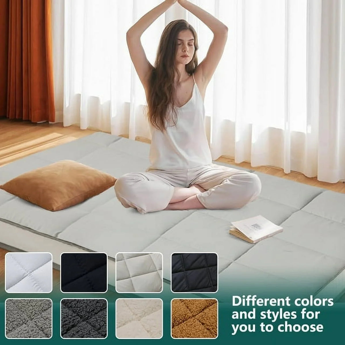 Reversible Sherpa Fleece Foam Floor Mattress Y304