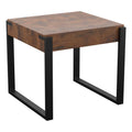 Dark Rustic Wood Black Metal Legs Side Table J546