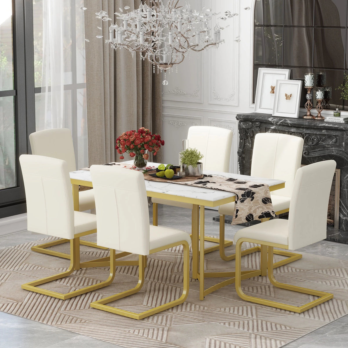 7-Piece Modern Dining Table Set V282965