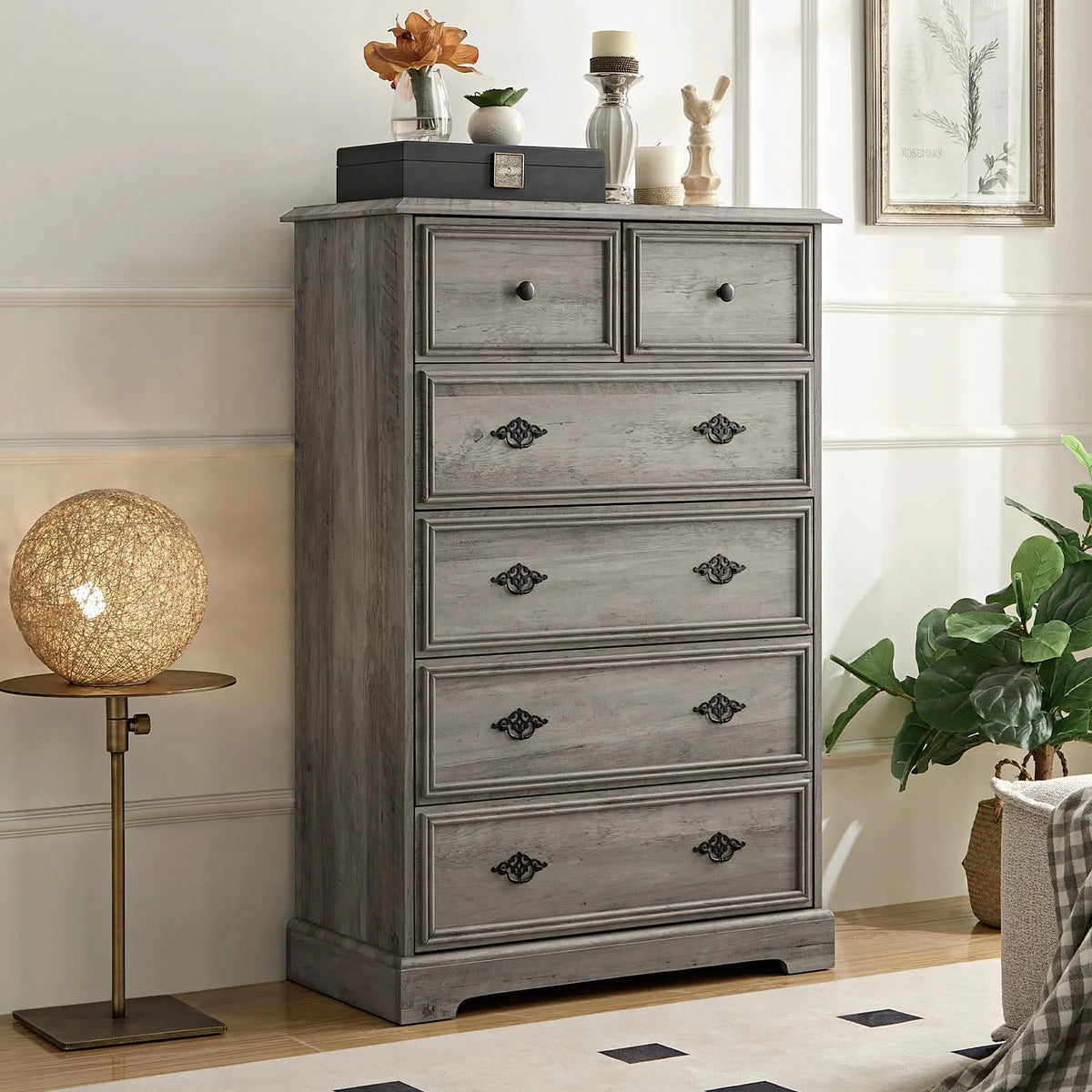 Grey 6 Drawer Wood Dresser B906125