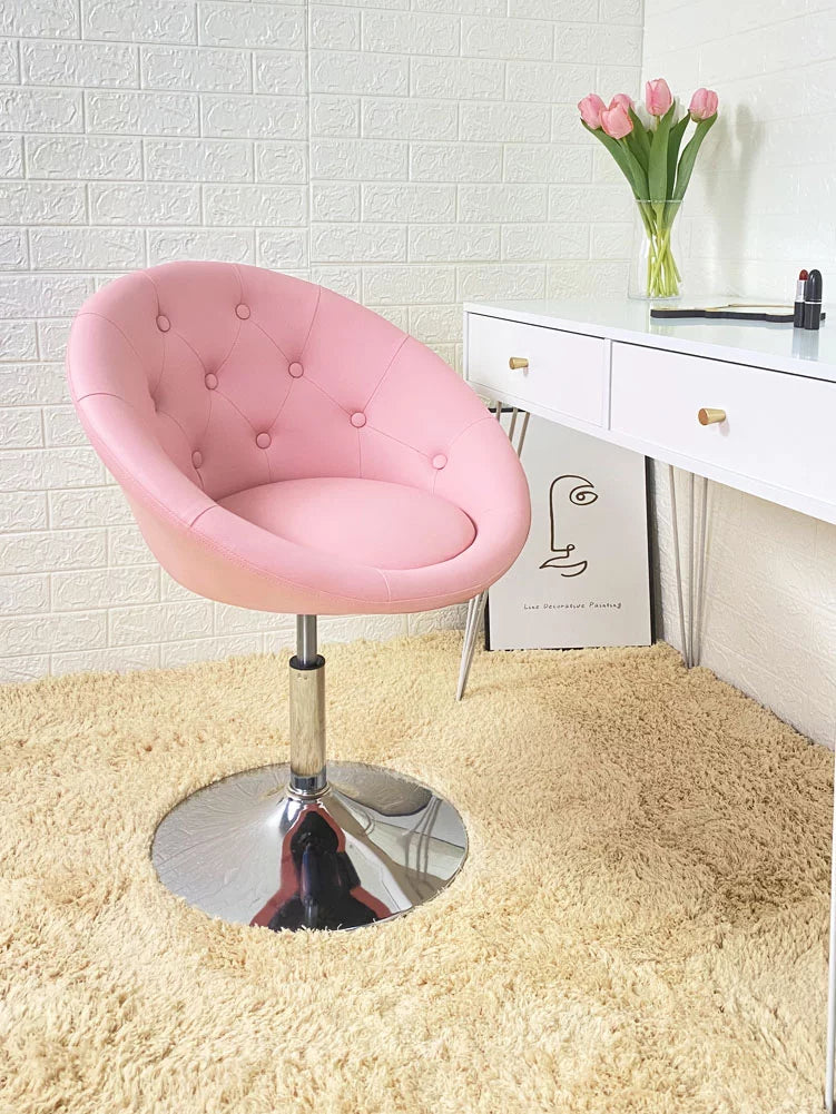 Pink PU Leather Tufted Adjustable Swivel Accent Chair S141