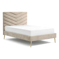 Beige Fabric Upholstered Twin Bed I16411