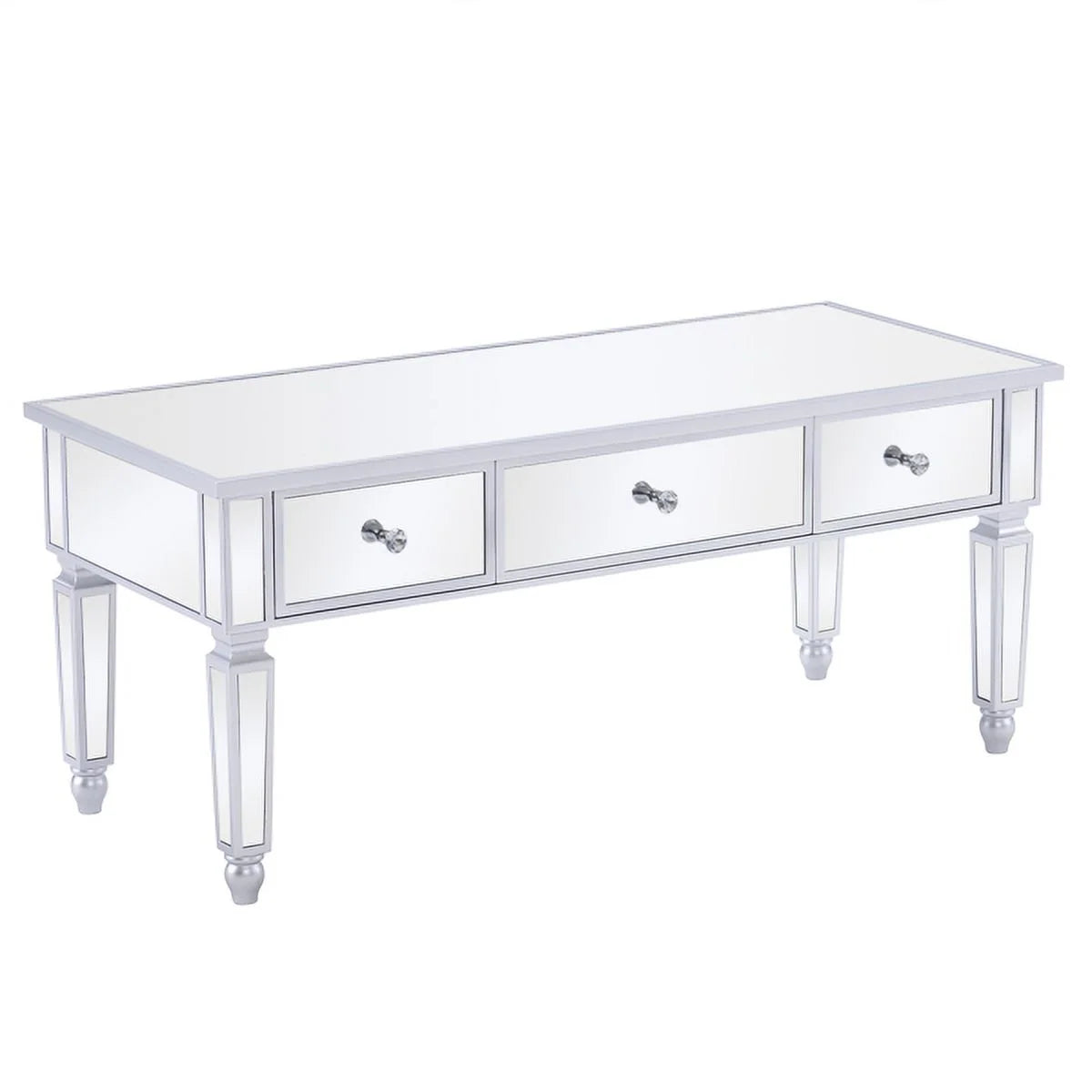 Mirrored Coffee Table with LED Light and Storage V76023