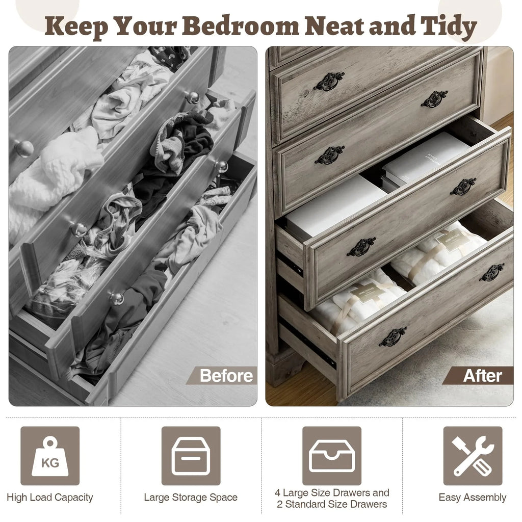 Grey 6 Drawer Wood Dresser B906125