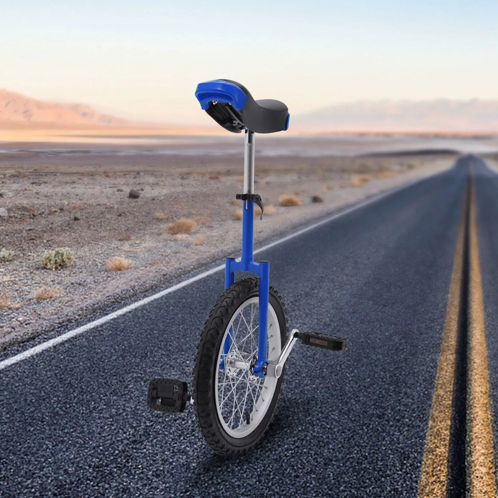 24 Unicycle 1 Wheel Bike Adjustable Height Blue Z998285