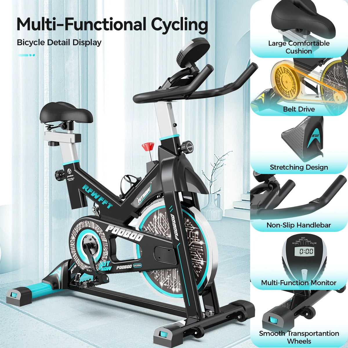 Adjustable Magnetic Resistance Indoor Exercise Bike A6159