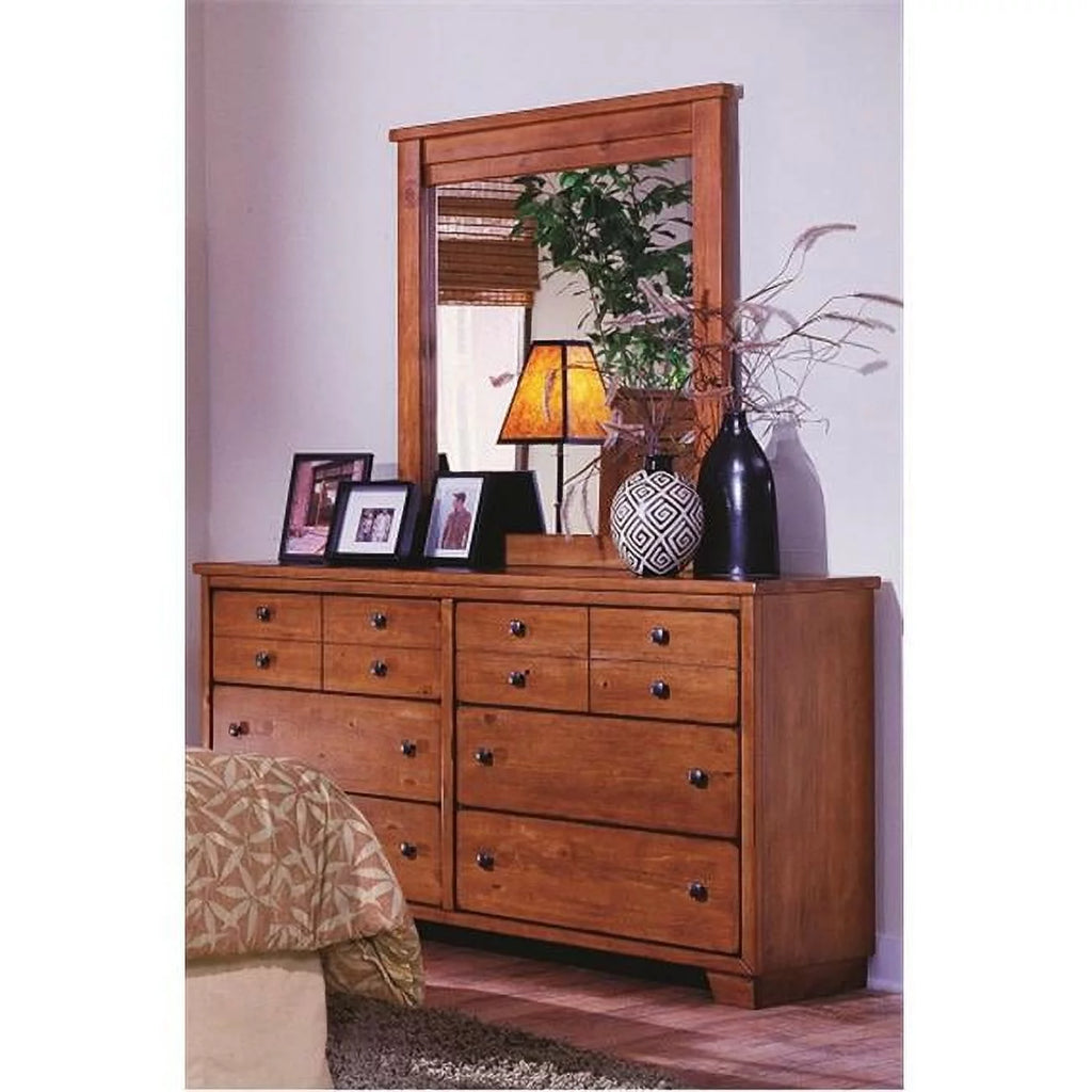 Cinnamon Pine 6 Drawer Wood Dresser P225913