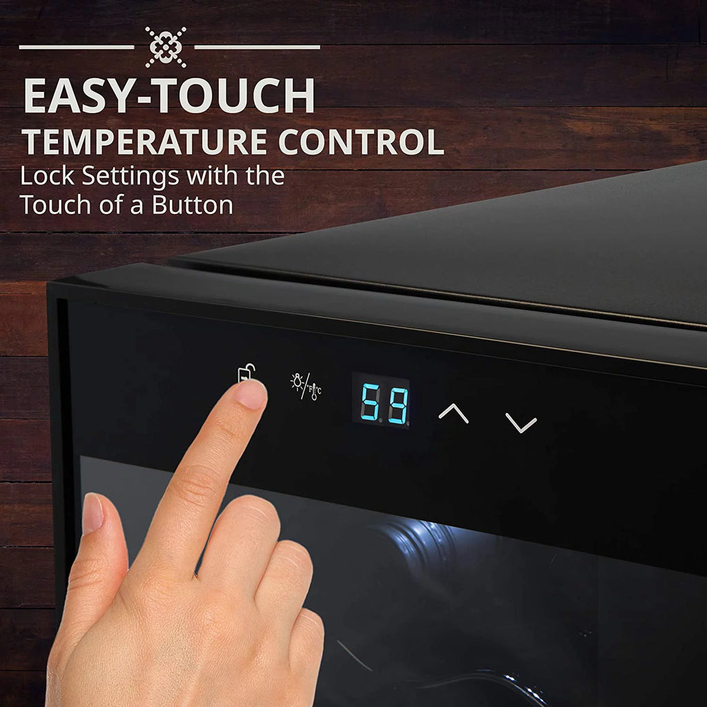 18 Bottle Compressor Wine Cooler Refrigerator with Lock, Black I617754
