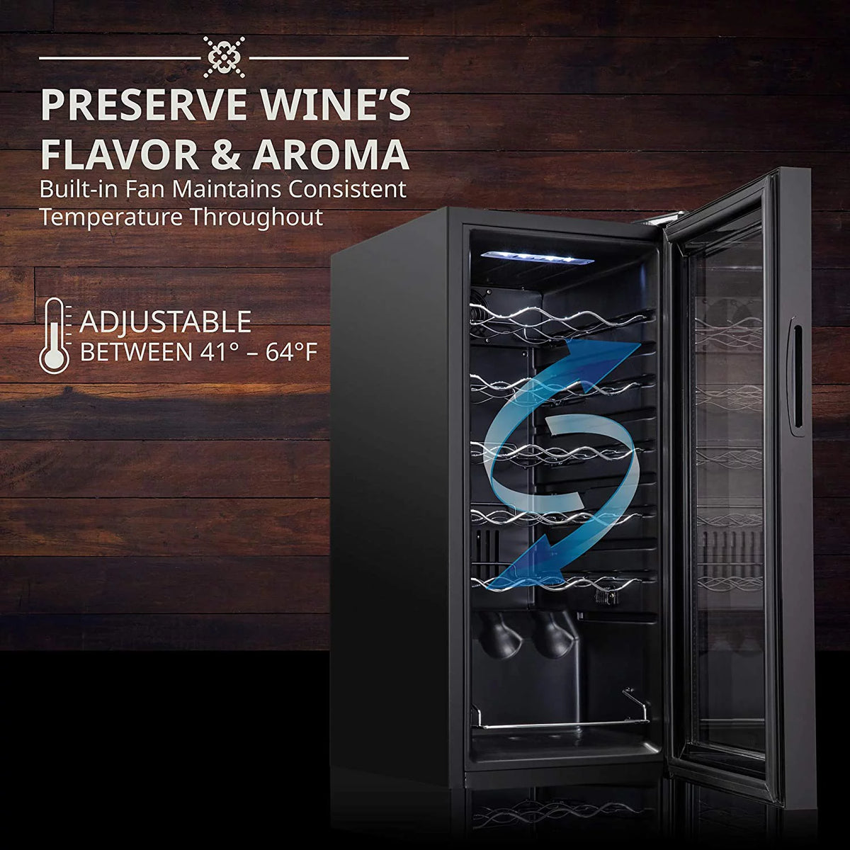 18 Bottle Compressor Wine Cooler Refrigerator with Lock, Black I617754